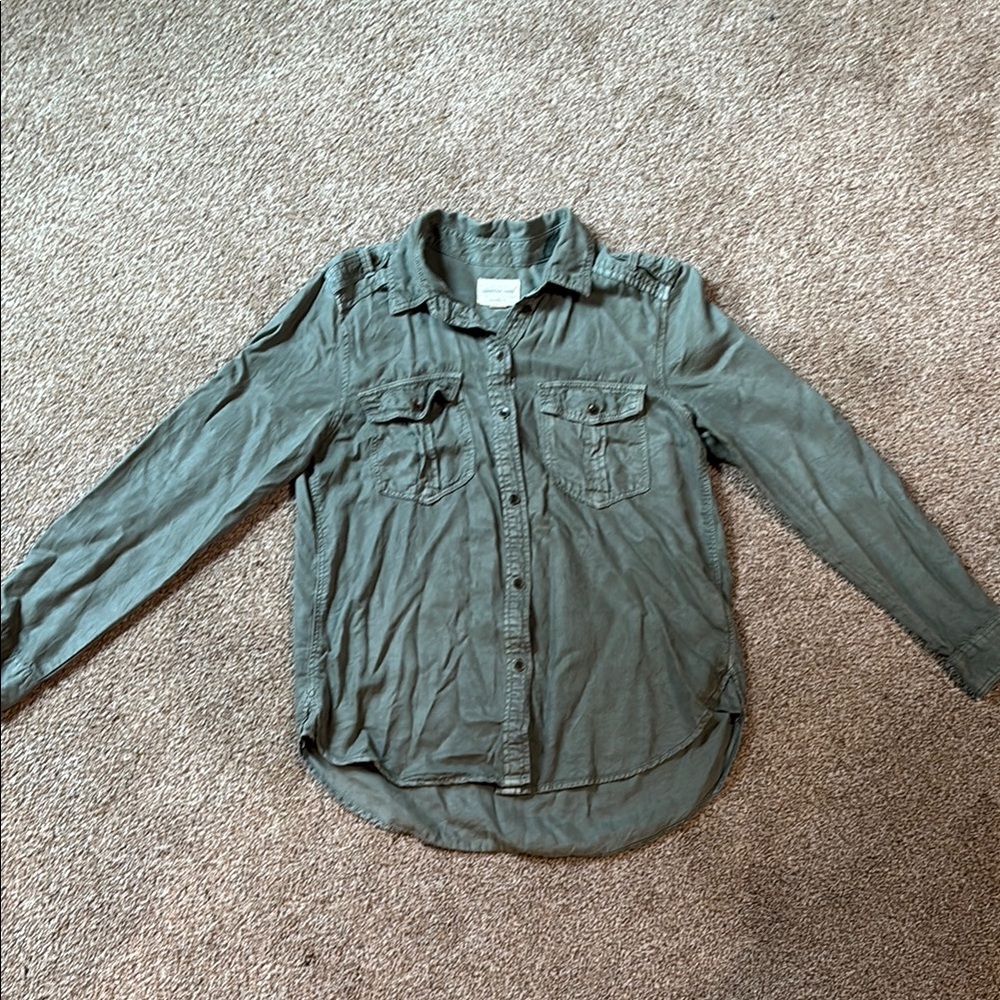 Green Button-Up Shirt